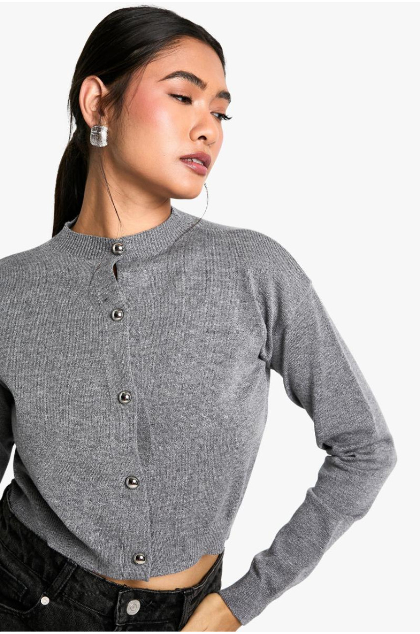 М'який трикотажний кардиган з високим вирізом
