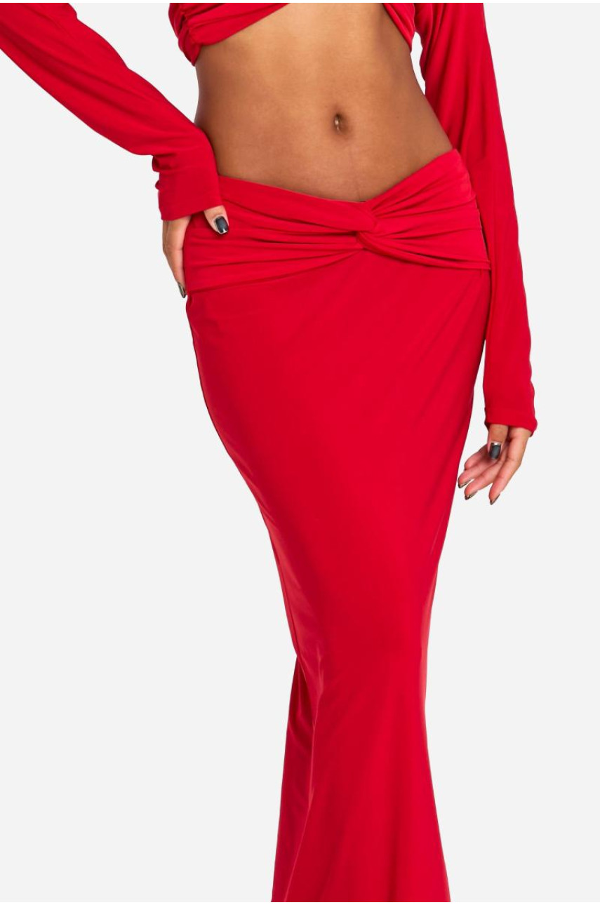 Двошарова максі-спідниця з вузлом спереду