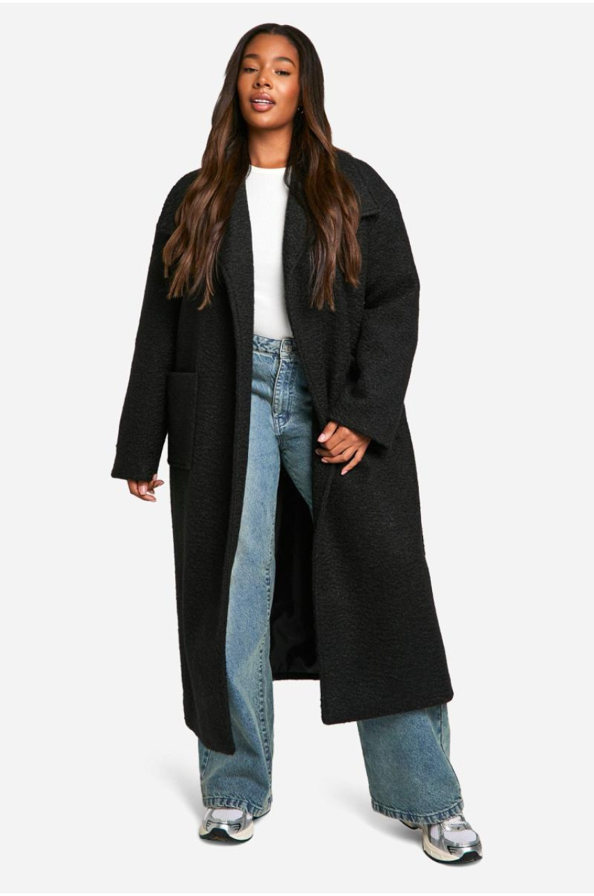 Плюс пальто з ременем з шалевим коміром