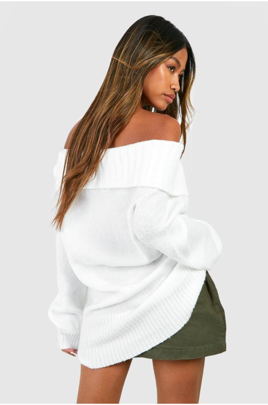 Джемпер із великим коміром кольору слонової кістки