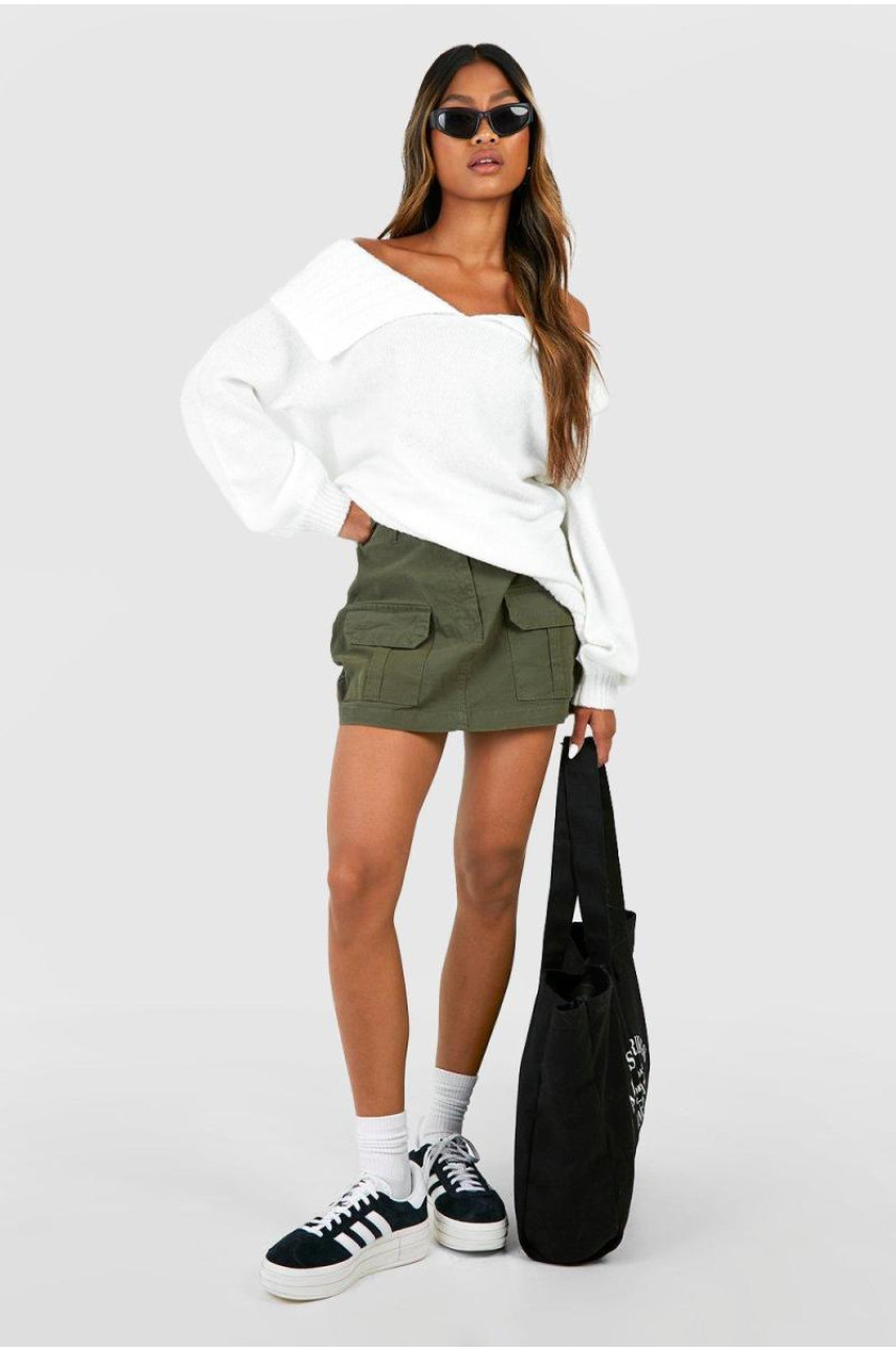 Джемпер із великим коміром кольору слонової кістки