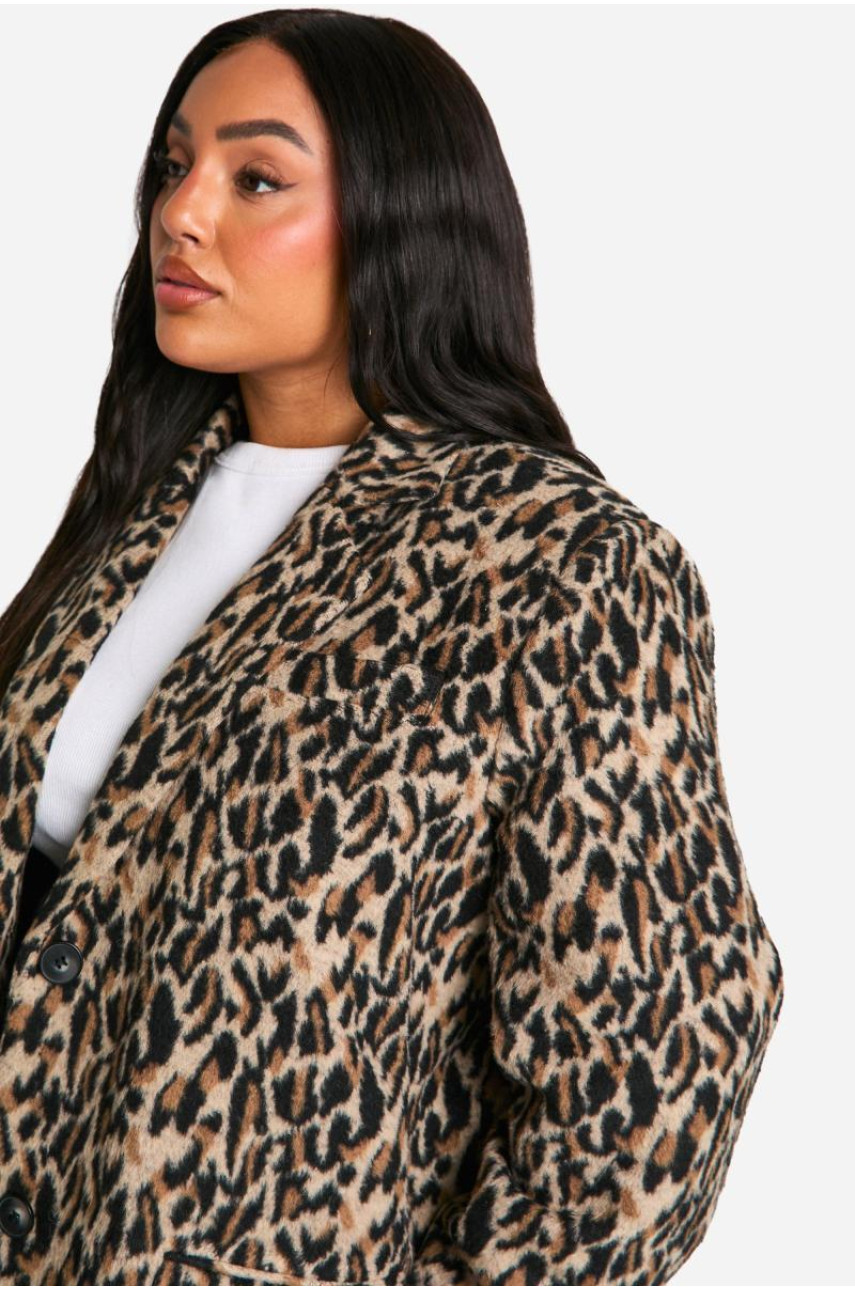 Додатково вовняний піджак із леопардовим принтом на плечі