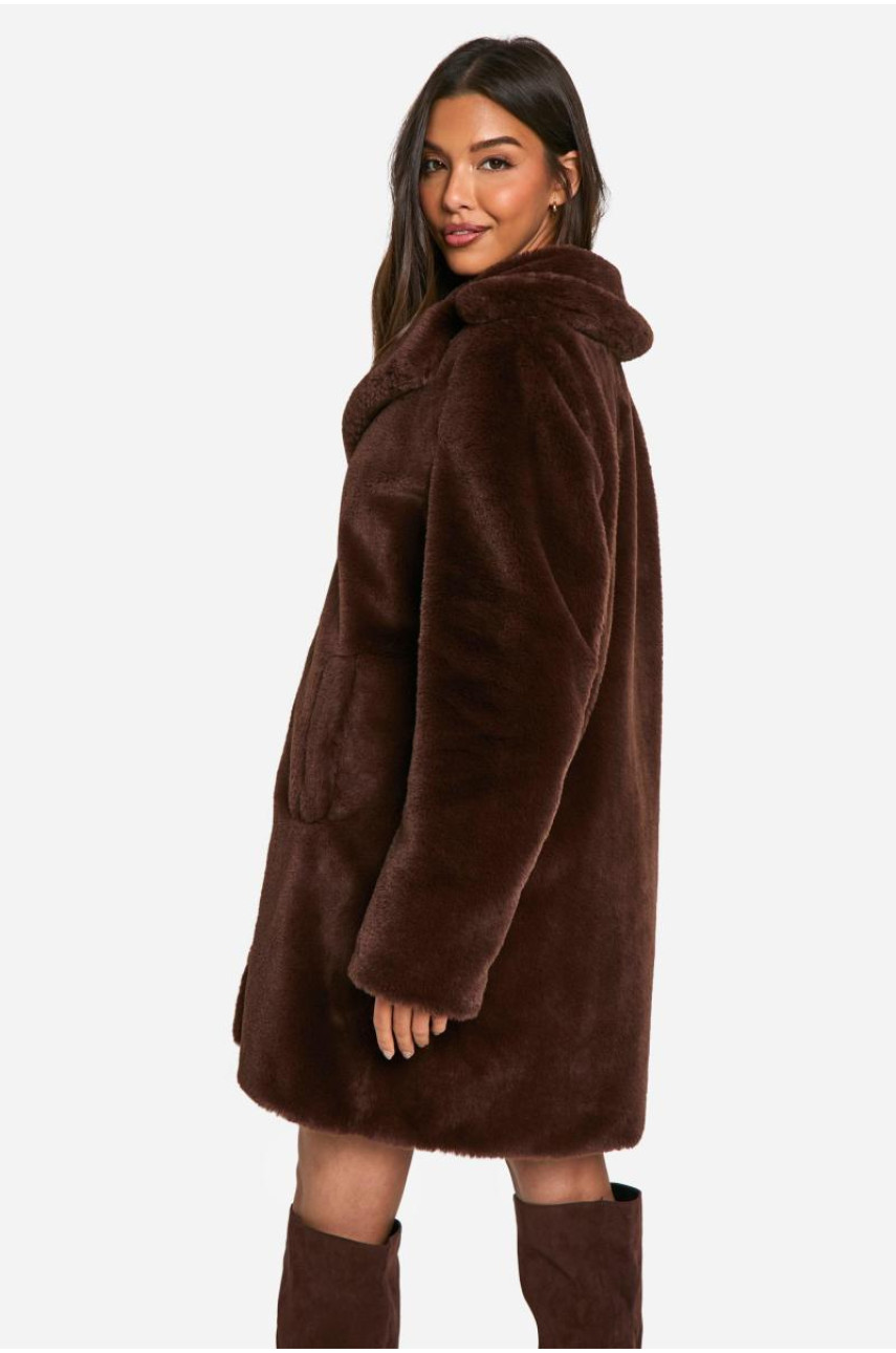 Довга куртка зі штучного хутра