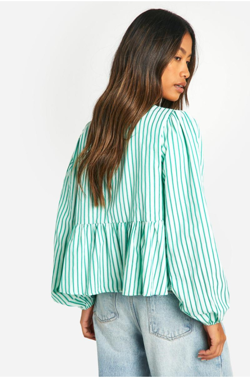 Комбінезон з довгим рукавом із зав’язкою спереду в зелену смужку