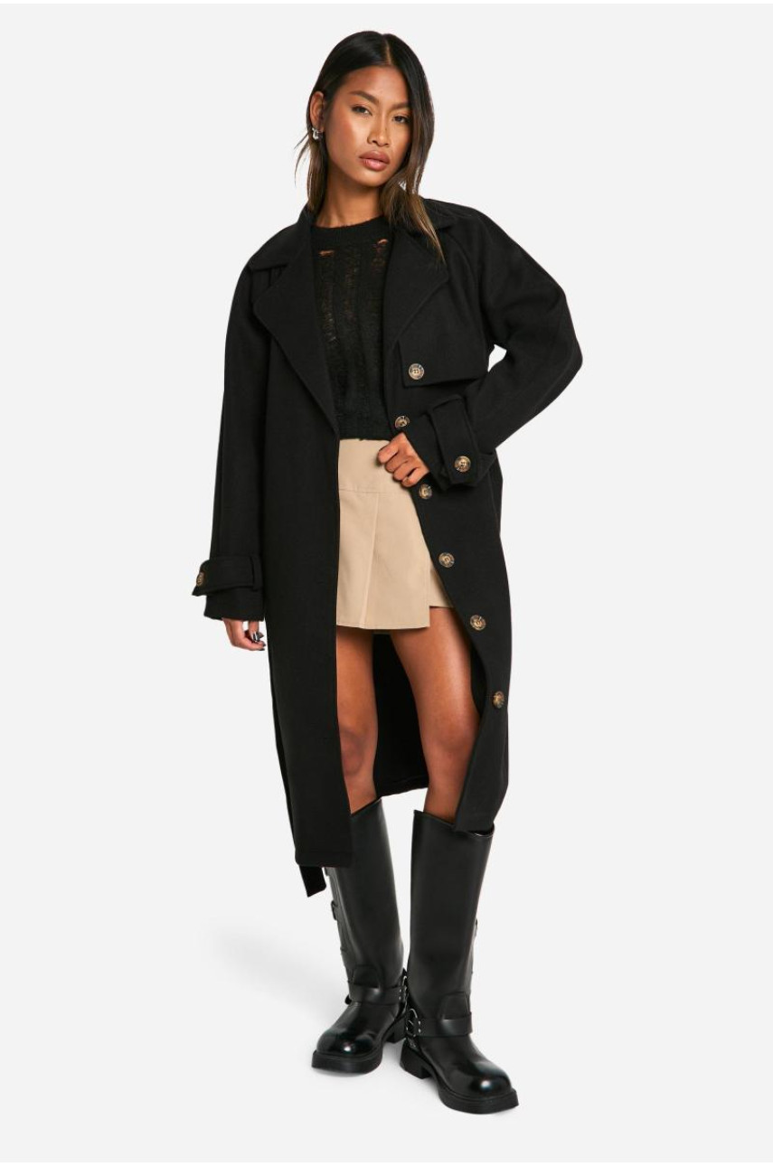 Вовняне пальто з поясом