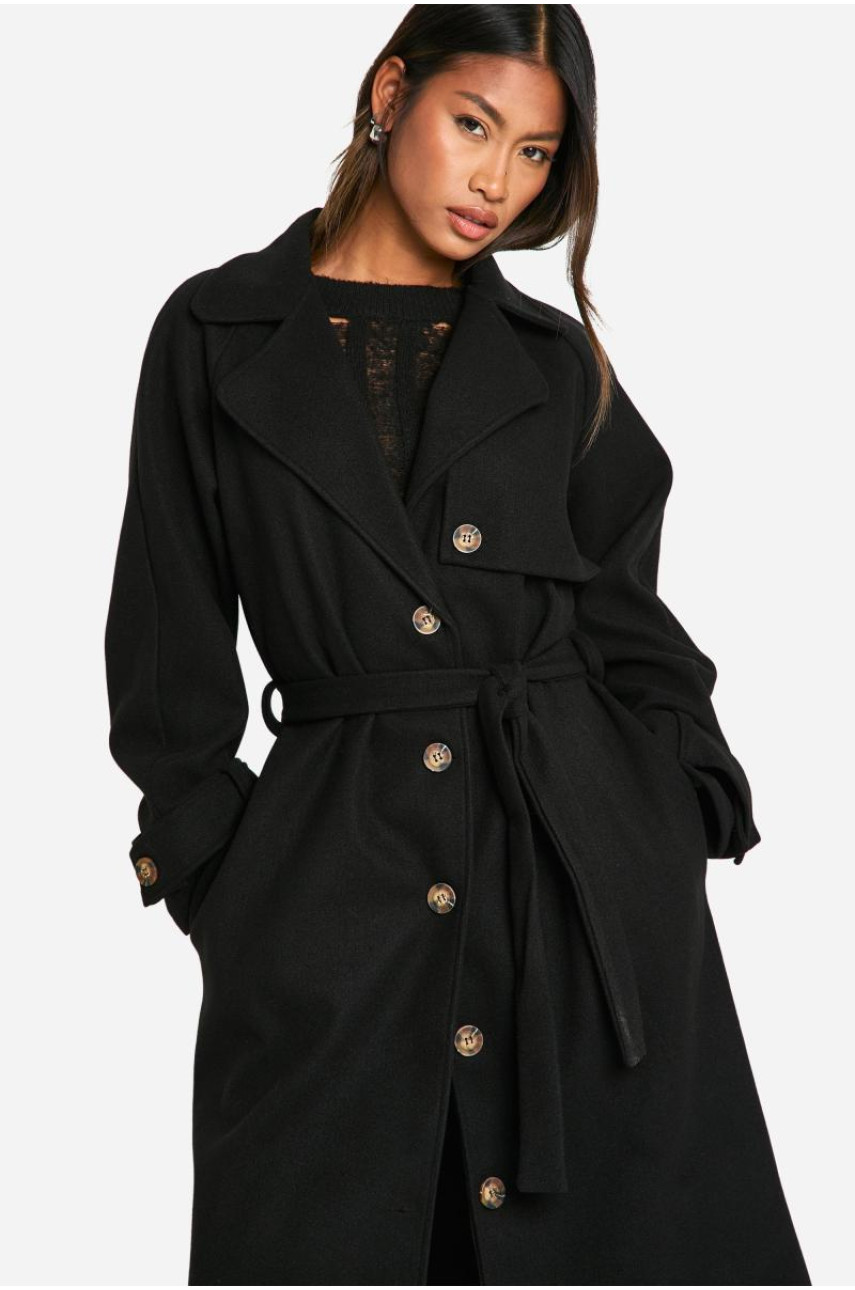 Вовняне пальто з поясом