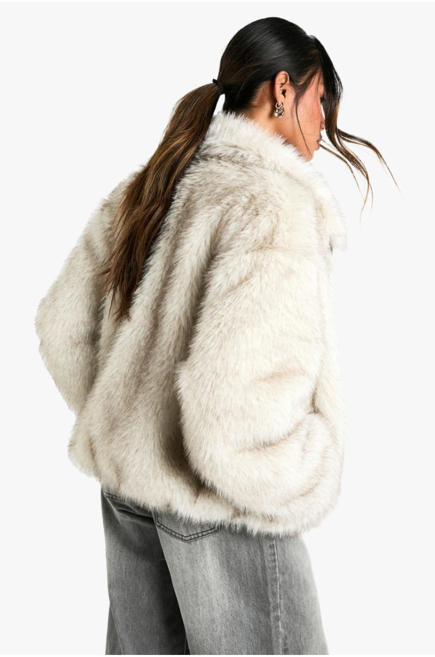 Вінтажна куртка зі штучним хутром у формі воронки