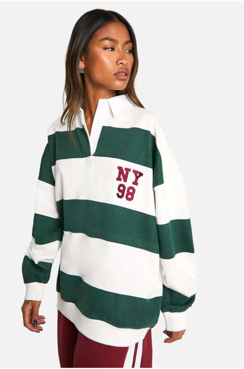 Сорочка для регбі з коміром у смужку Нью-Йорка