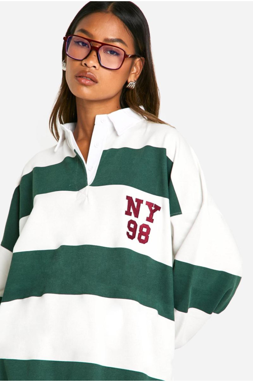 Сорочка для регбі з коміром у смужку Нью-Йорка