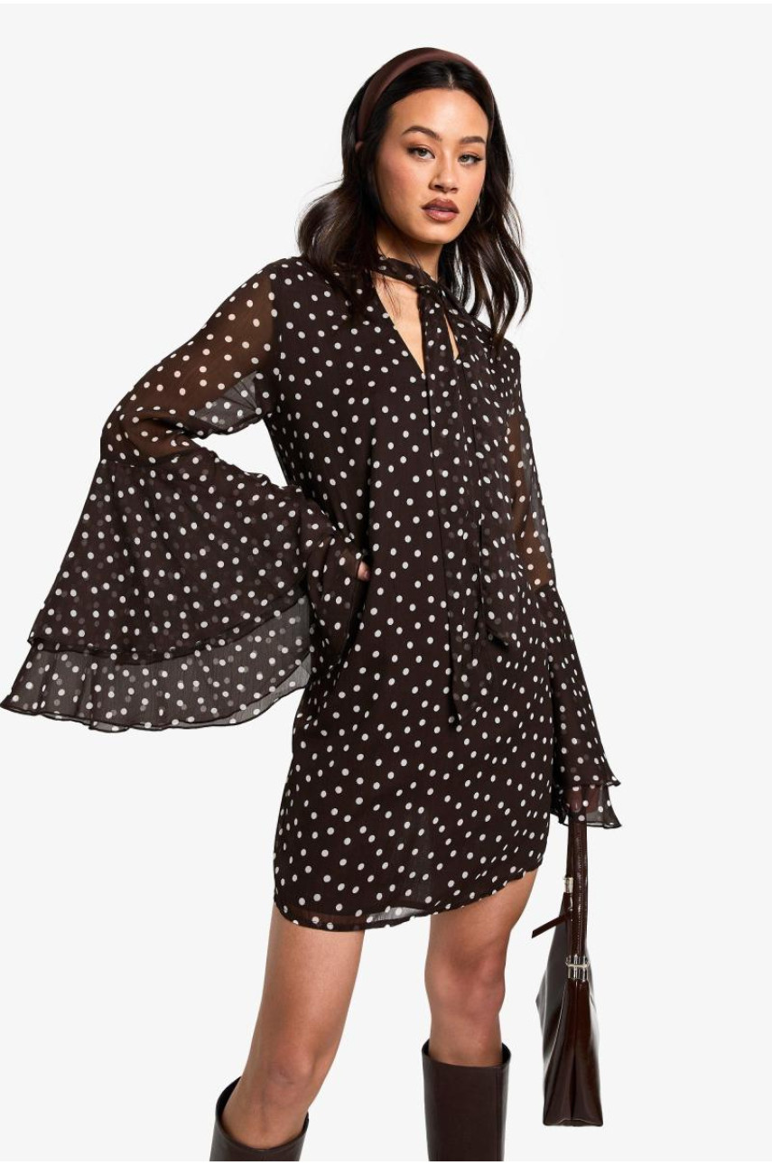 Високе плаття з шифоновим рукавом Полкадота