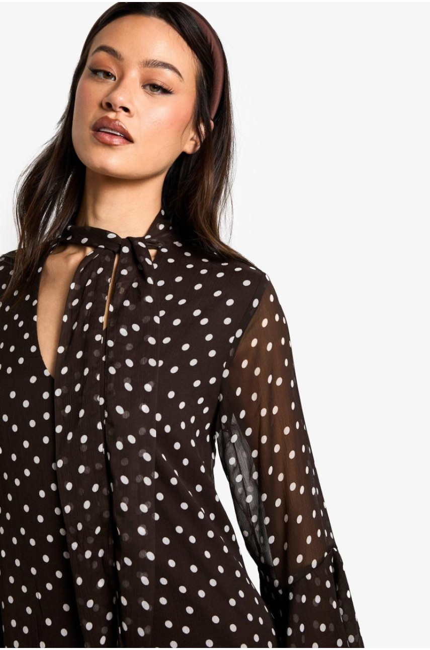 Високе плаття з шифоновим рукавом Полкадота