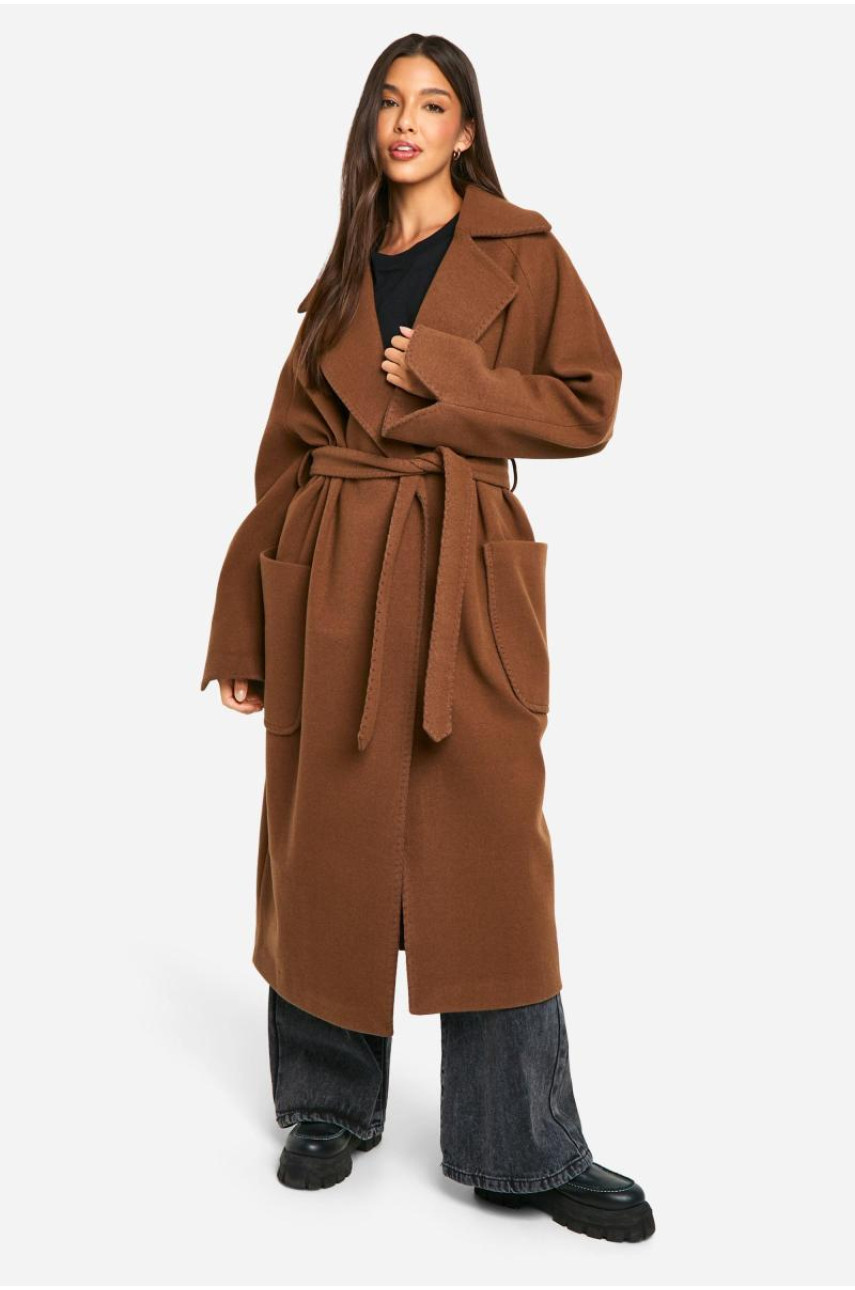 Вовняне пальто з поясом