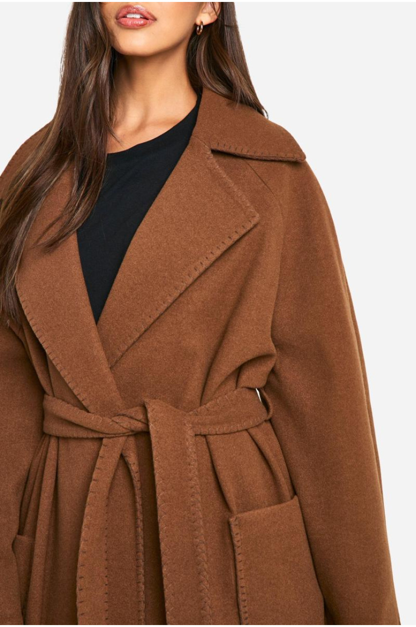 Вовняне пальто з поясом