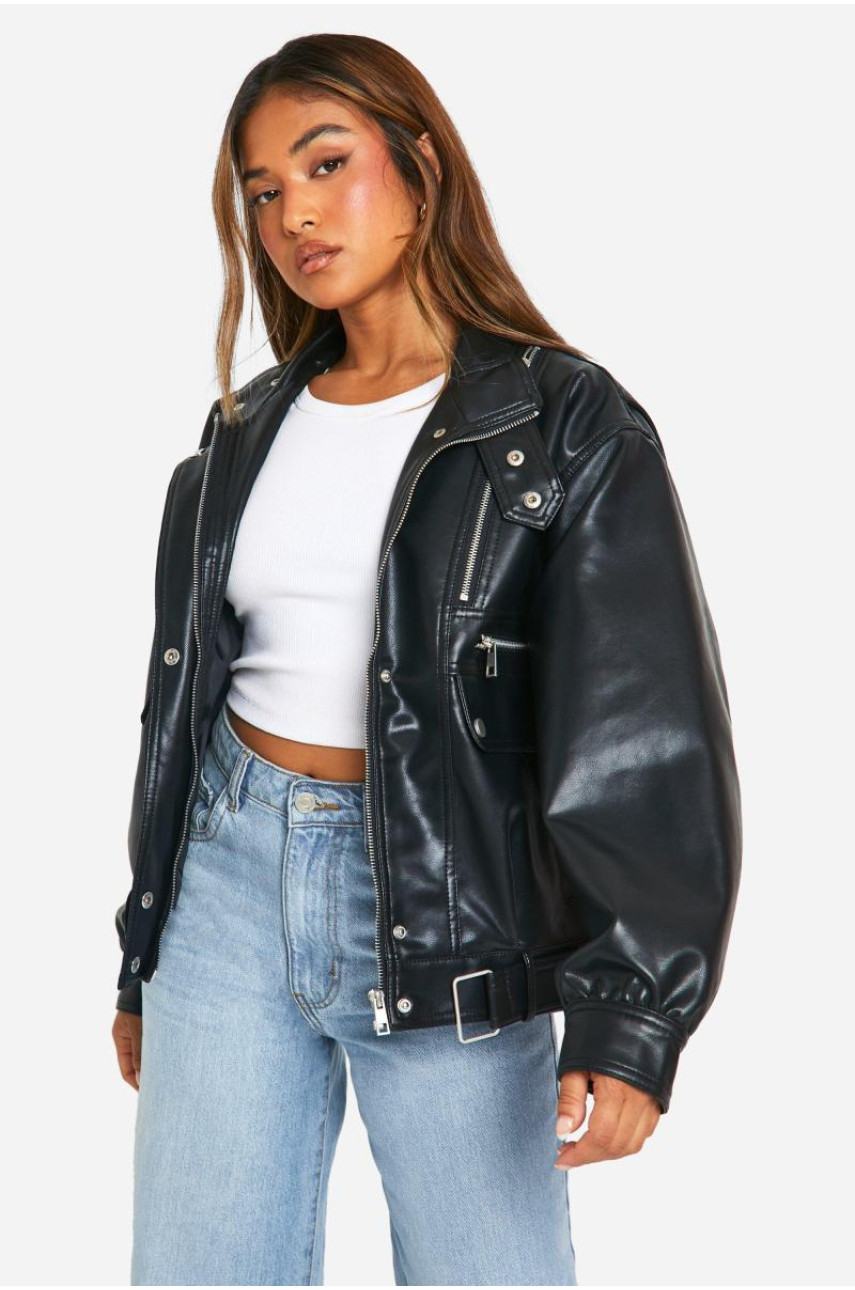 Маленька куртка-бомбер зі штучної шкіри