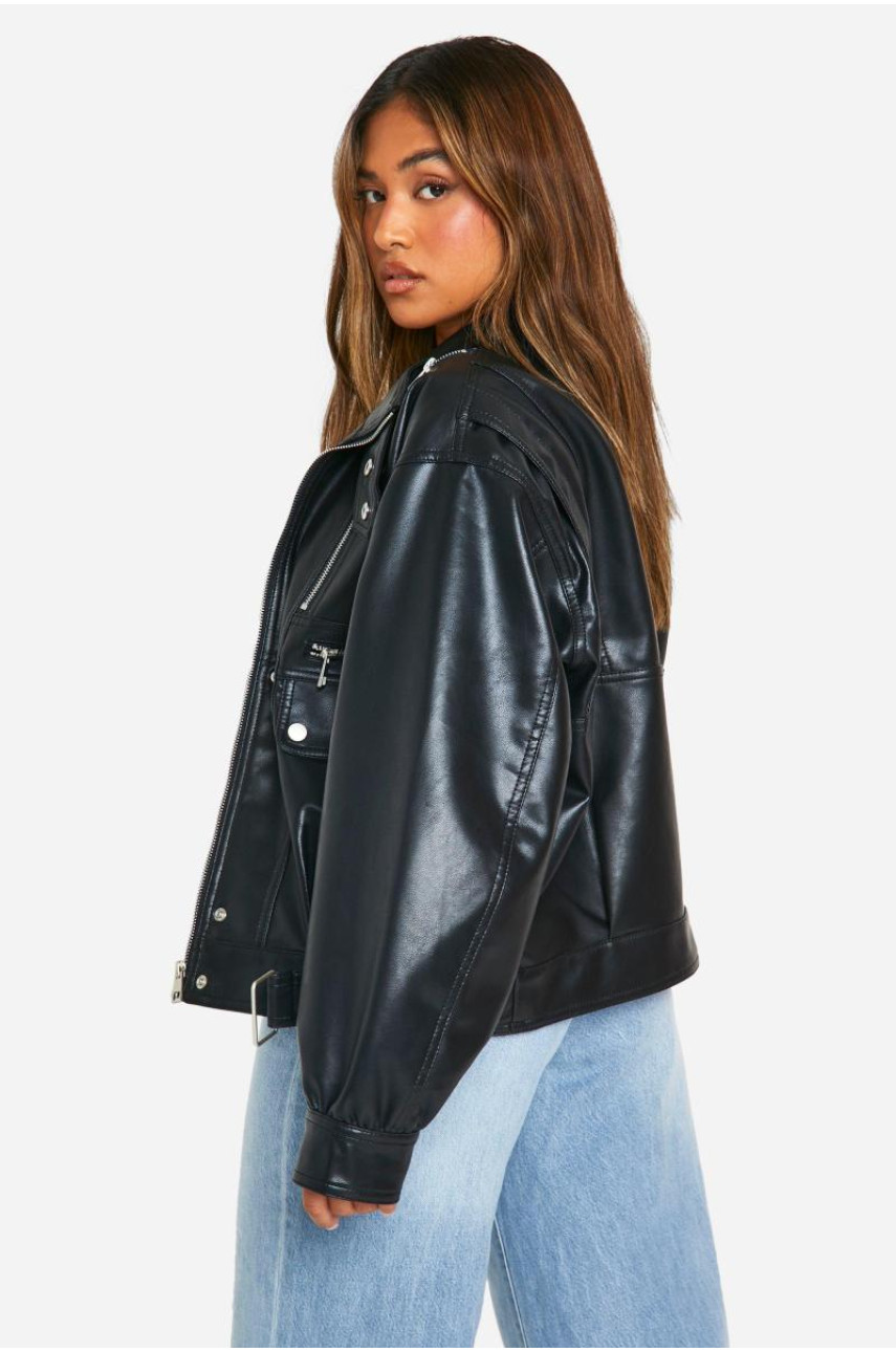 Маленька куртка-бомбер зі штучної шкіри