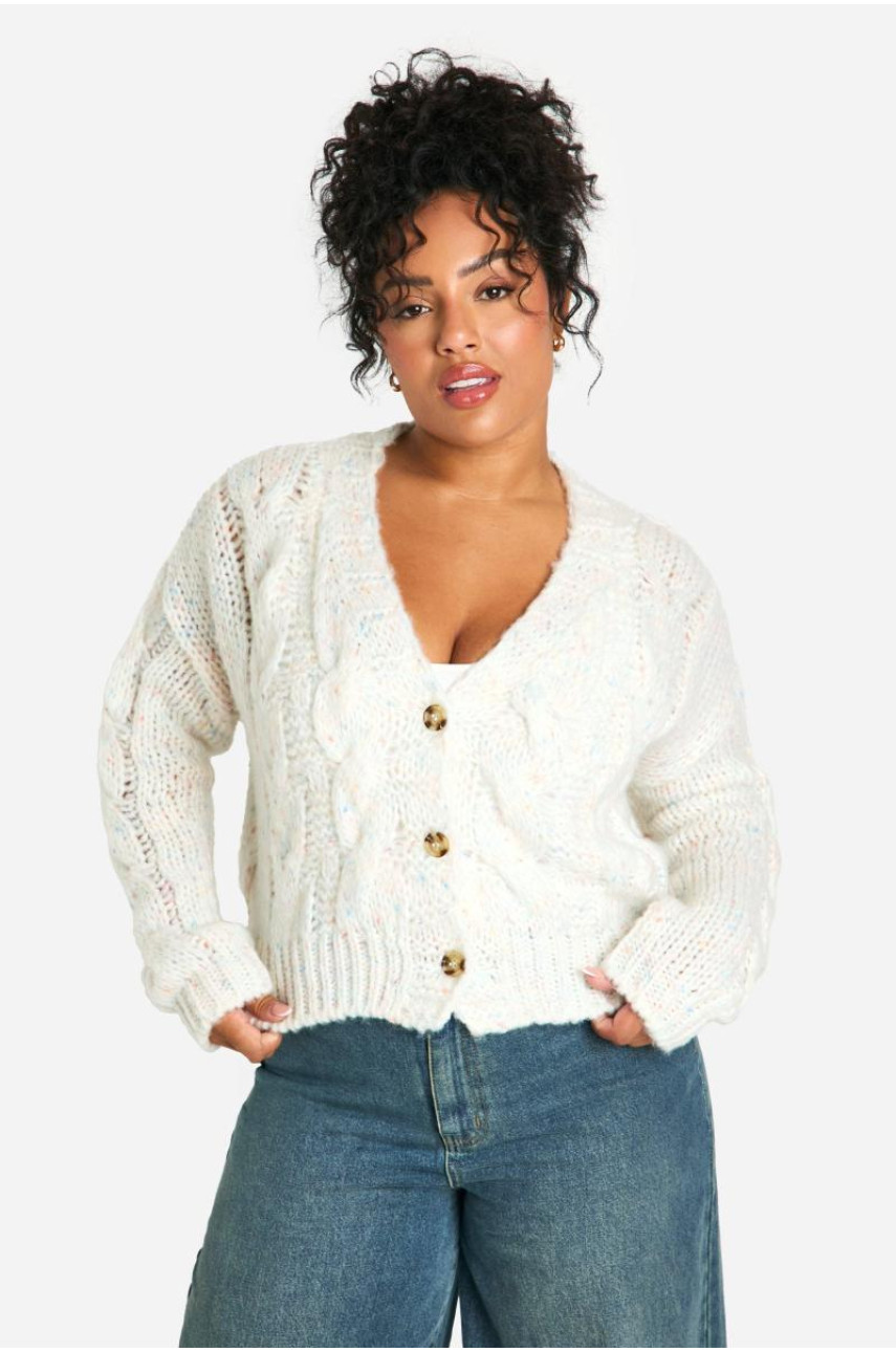 Плюс в’язаний кардиган із крапками