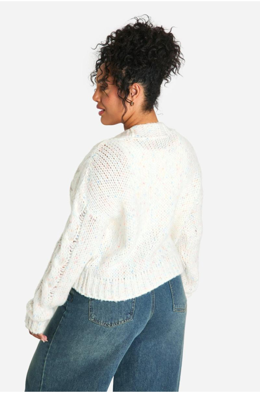 Плюс в’язаний кардиган із крапками