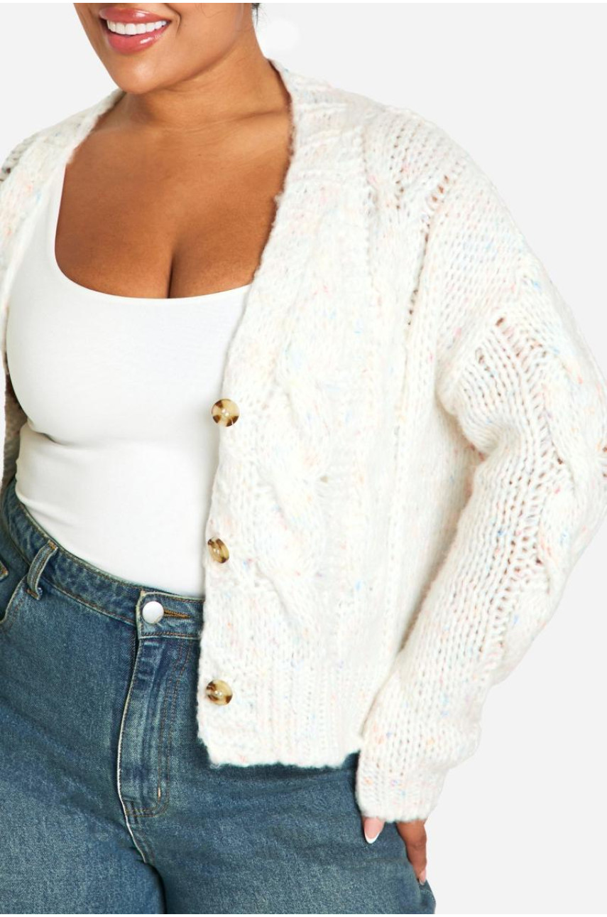Плюс в’язаний кардиган із крапками