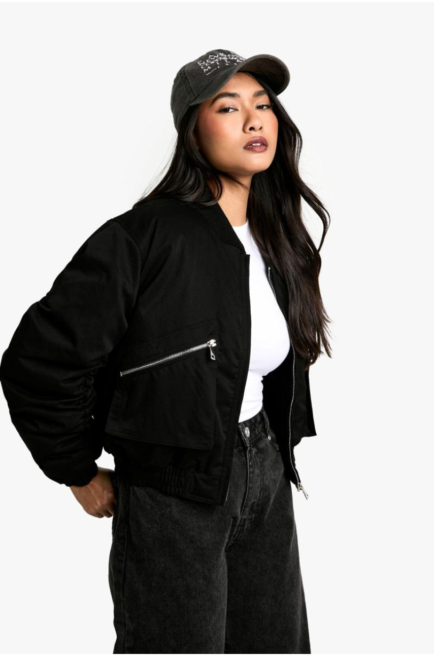 Випрана коротка куртка-бомбер