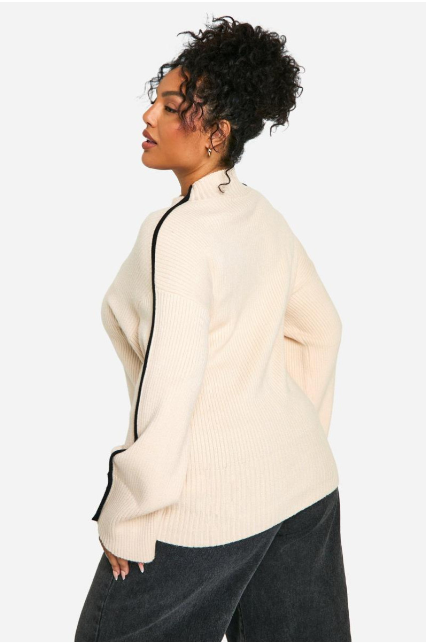 Величезний джемпер з круглим вирізом і в’язаними деталями