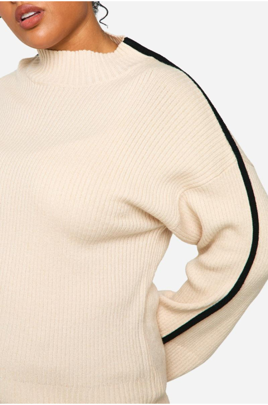 Величезний джемпер з круглим вирізом і в’язаними деталями