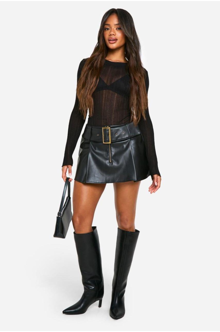 Міні-спідниця з поліуретановим поясом