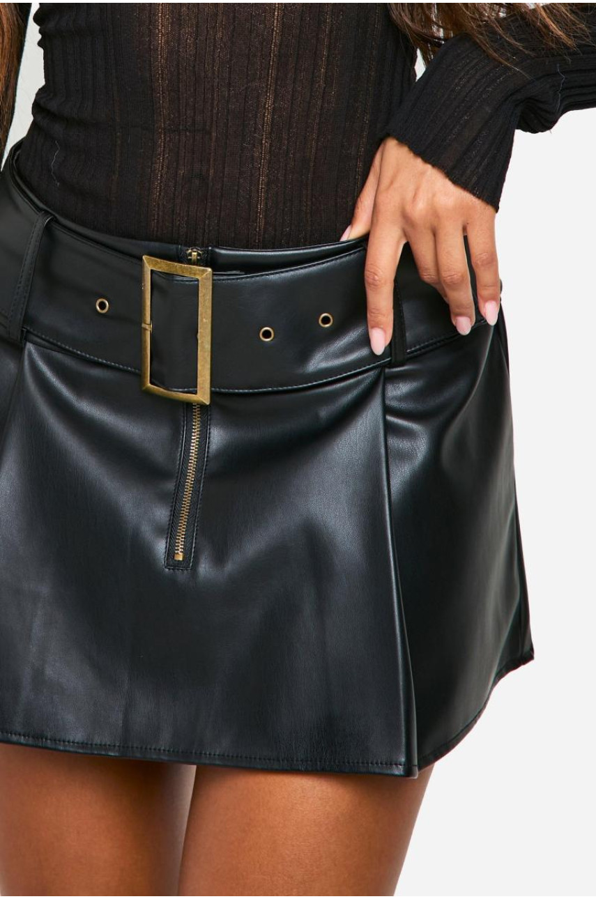 Міні-спідниця з поліуретановим поясом