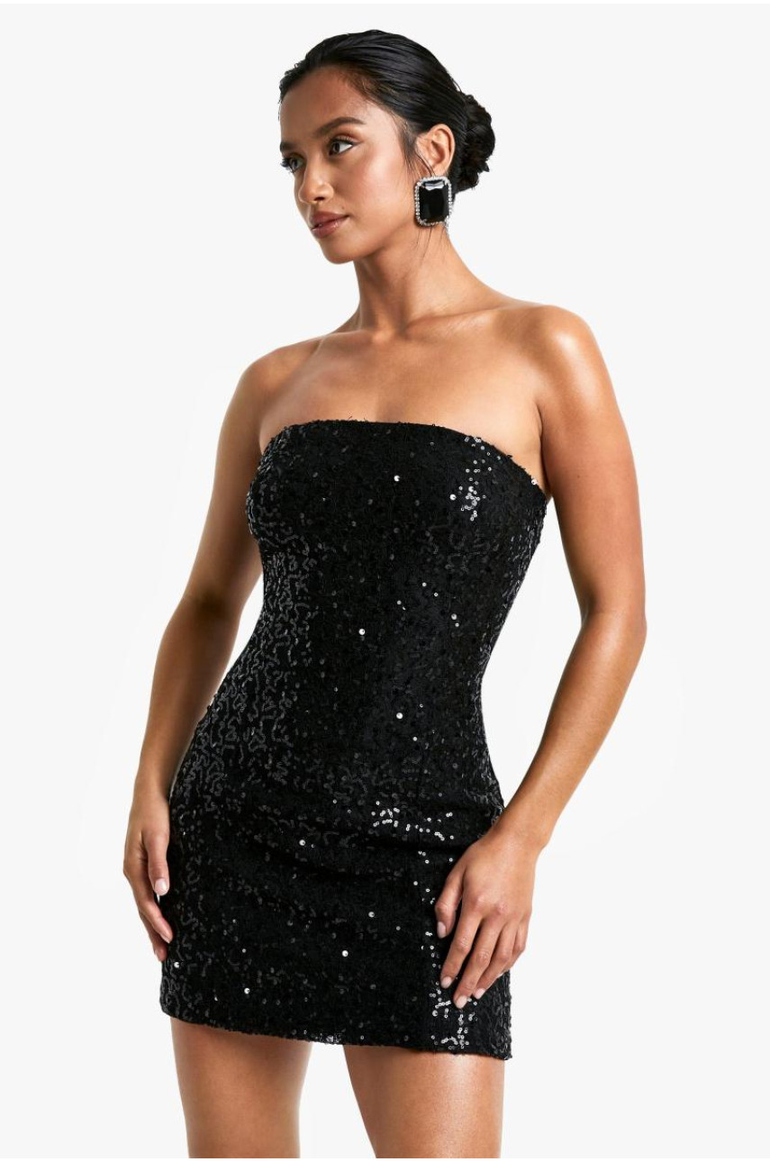 Маленька мереживна міні-сукня-бандо з блискітками