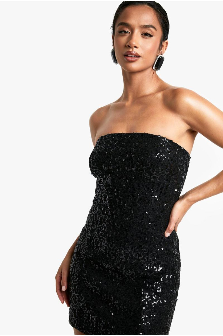 Маленька мереживна міні-сукня-бандо з блискітками