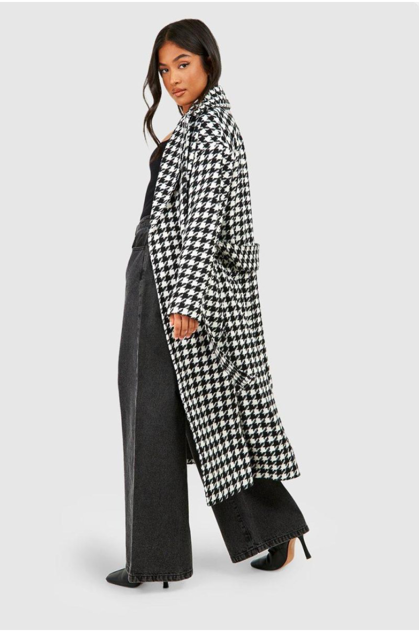 Тренч Petite Dogtooth Belted Wool Look