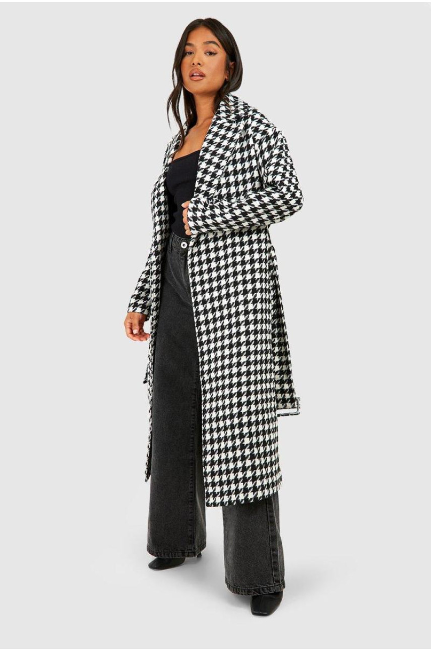 Тренч Petite Dogtooth Belted Wool Look