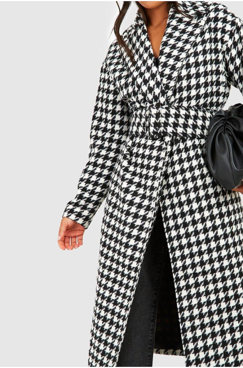 Тренч Petite Dogtooth Belted Wool Look