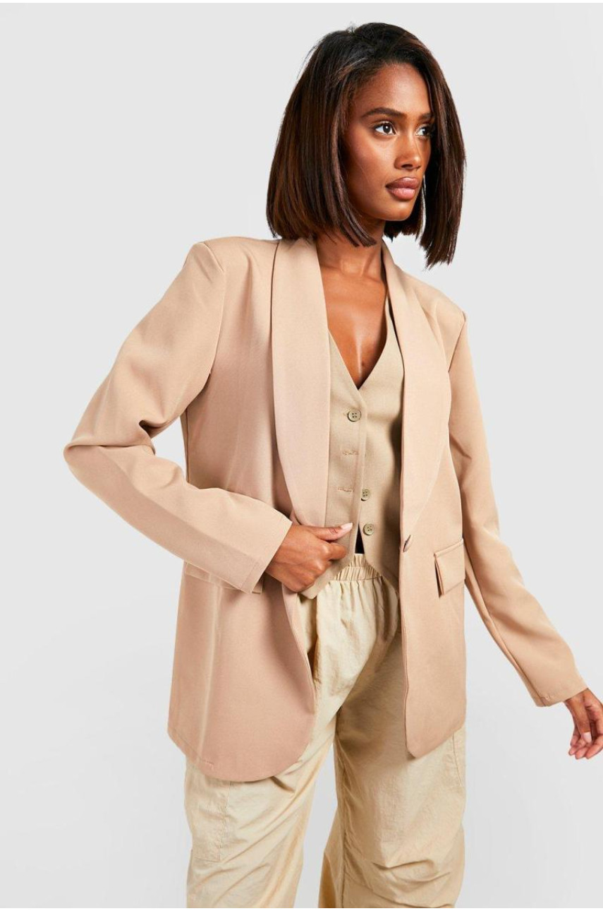 Базовий тканий однобортний піджак із глибоким лацканом