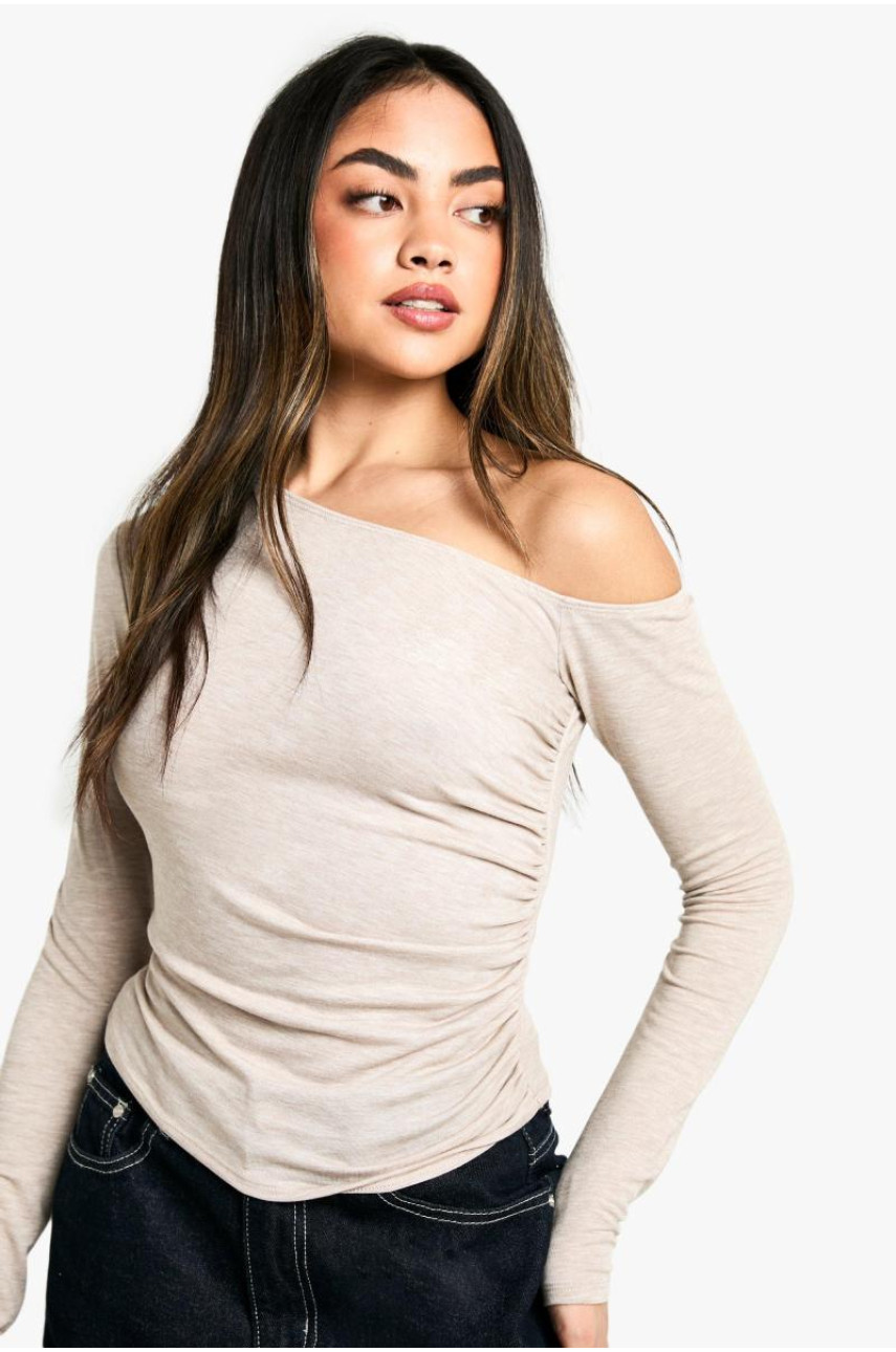 Базовий топ із відкритими плечима з довгим рукавом