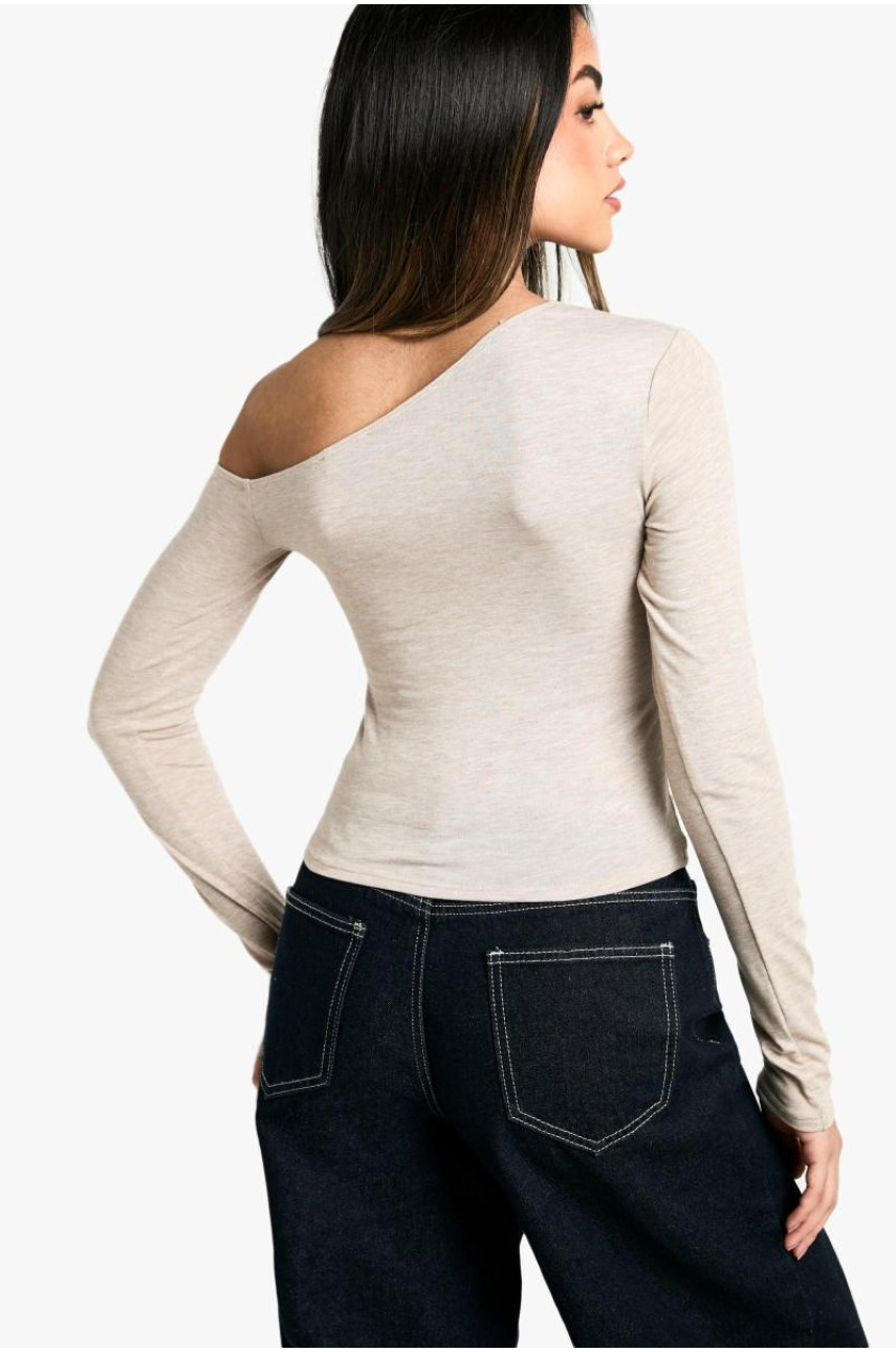 Базовий топ із відкритими плечима з довгим рукавом