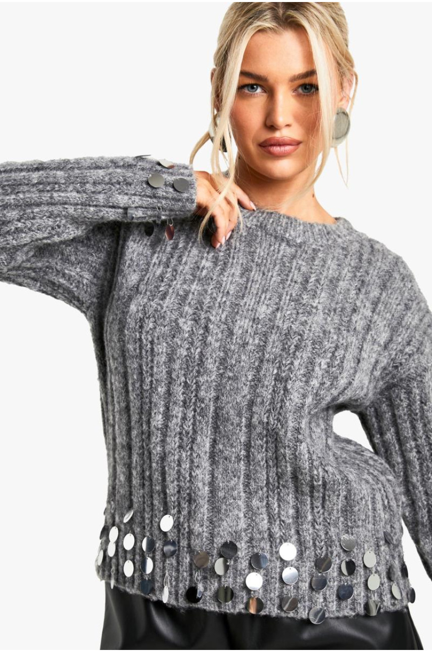 Масивний трикотажний джемпер з дисковими деталями