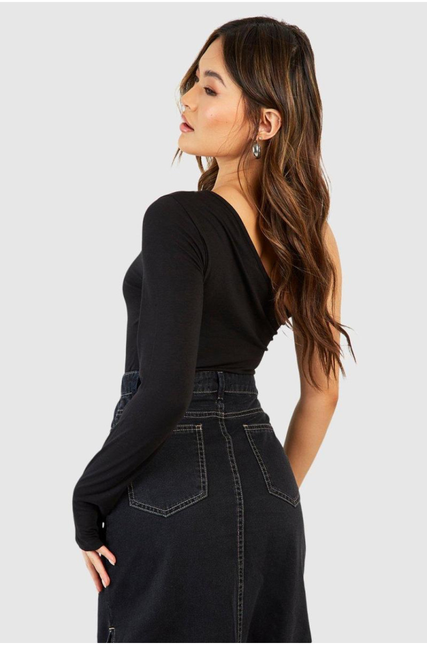 Чорне боді на одне плече