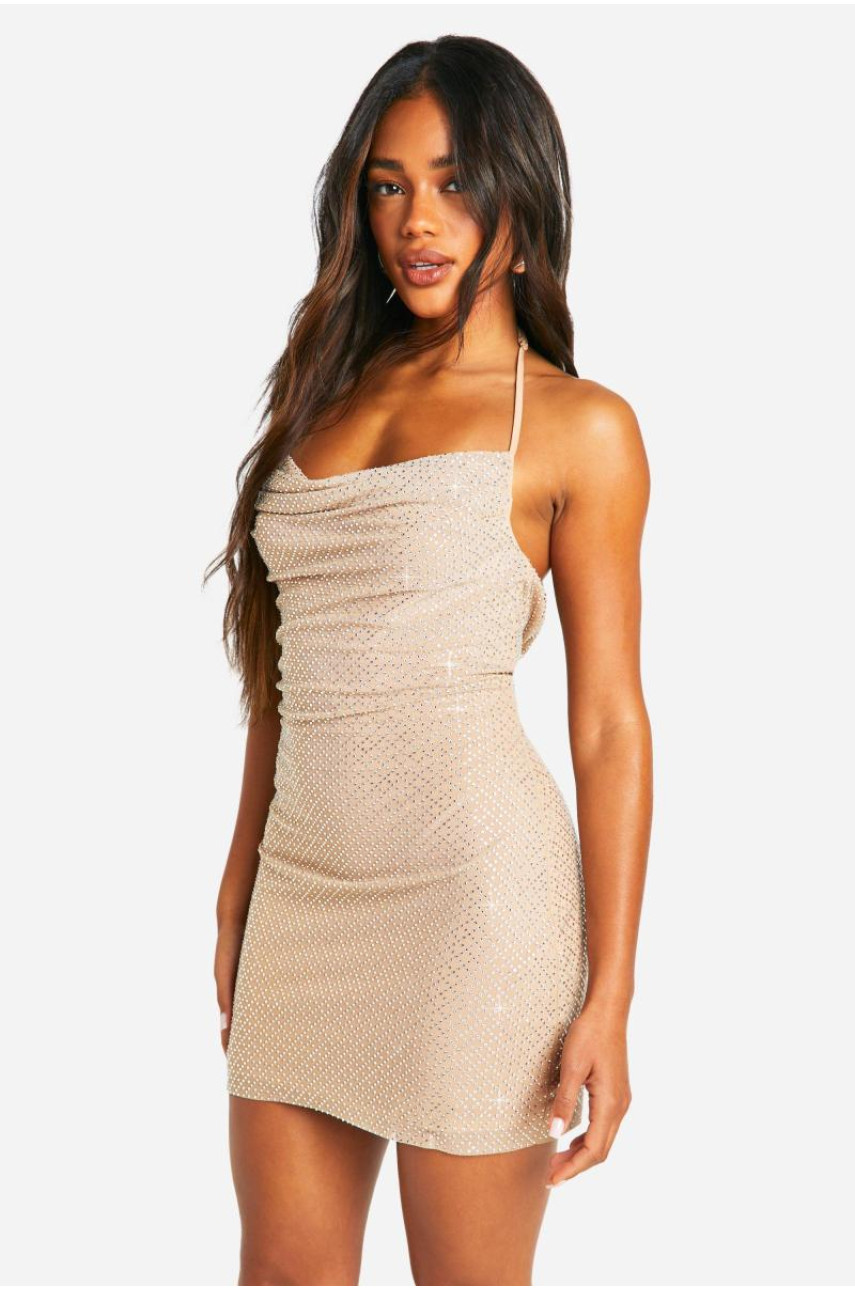 Міні-сукня з вирізом і вирізом Diamante