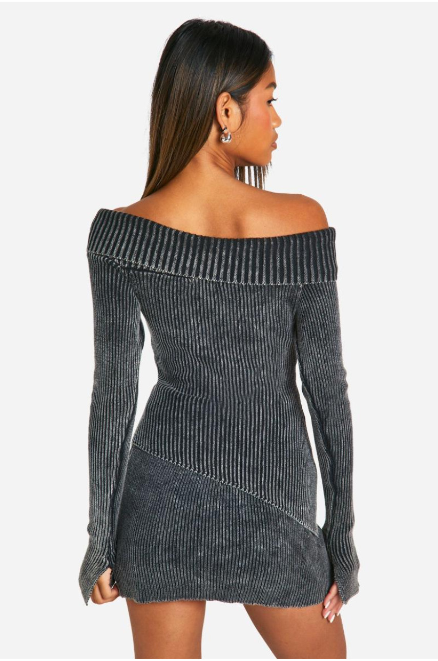 В'язаний джемпер Acid Wash Bardot з асиметричним подолом