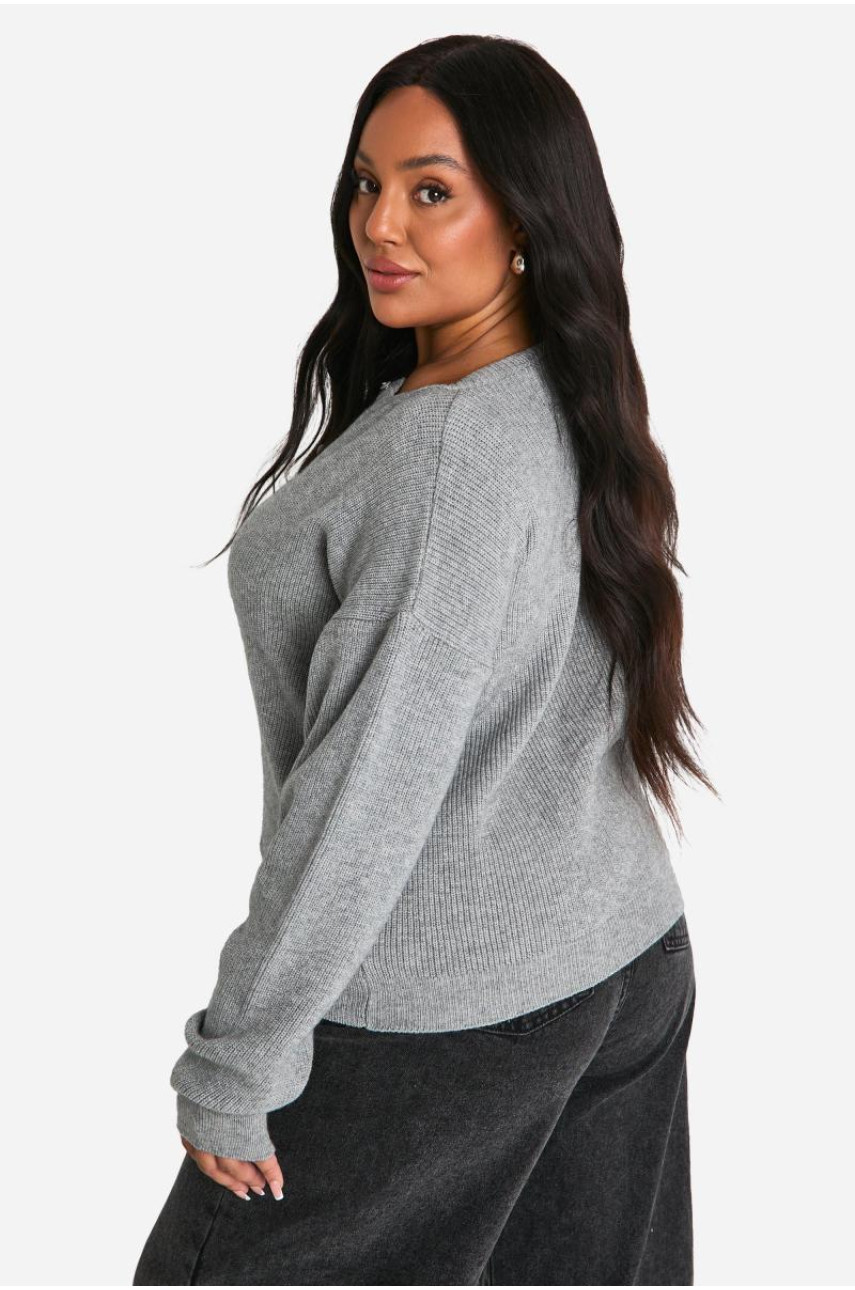 Плюс тонкий кардиган з круглим вирізом