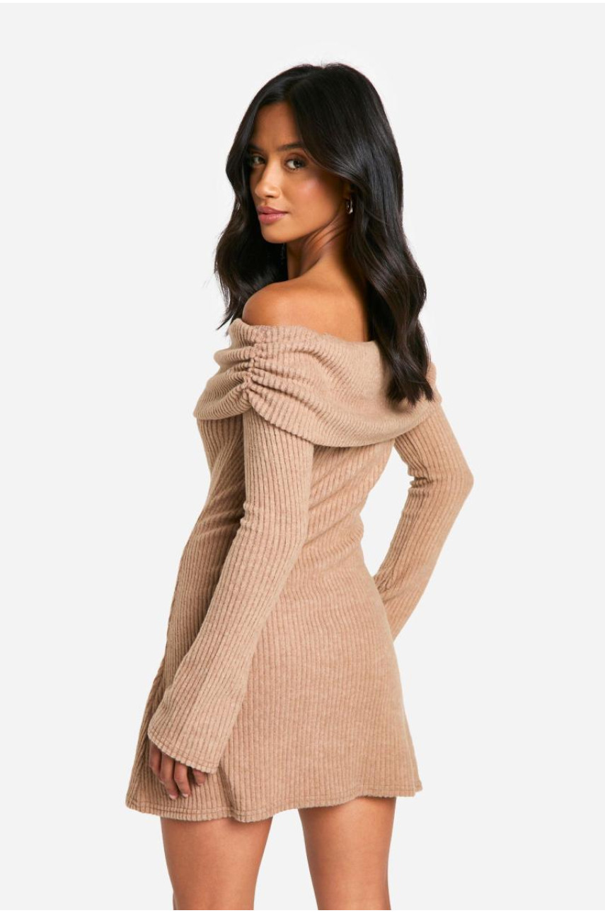 Маленька міні-сукня Бардо з щіткою в рубчик