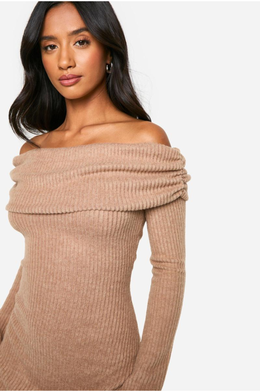 Маленька міні-сукня Бардо з щіткою в рубчик