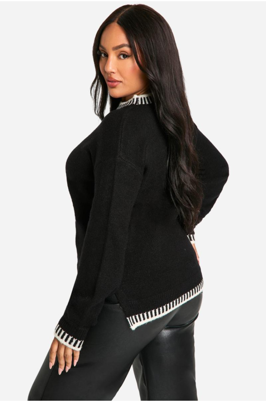 Плюс преміальний джемпер з контрастною обробкою