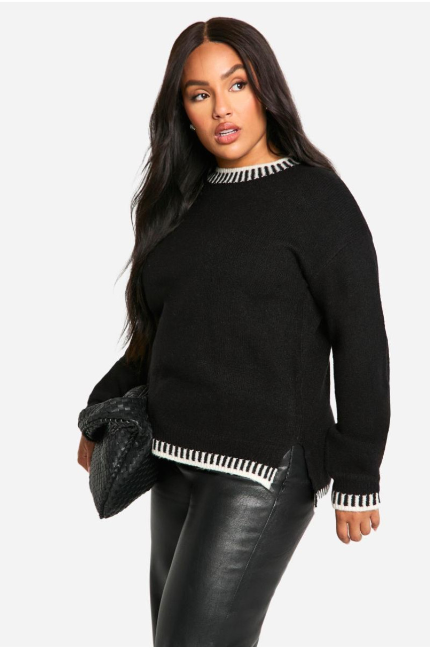 Плюс преміальний джемпер з контрастною обробкою