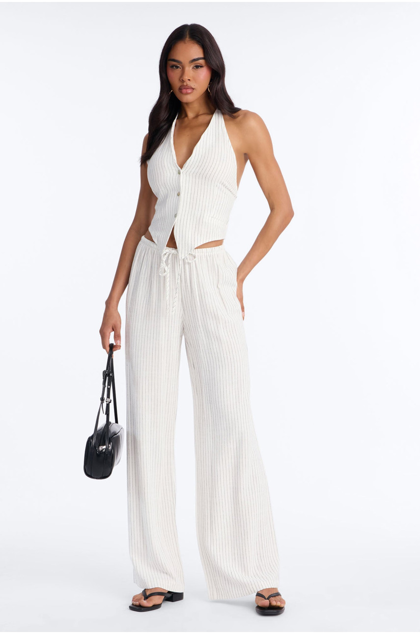 Льняний топ з зав'язками на шиї 