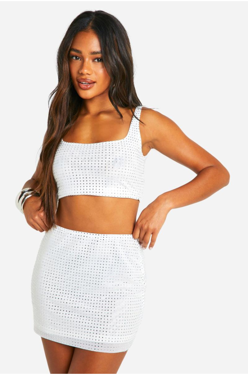 Виправлення: Diamante Crop & Mini Skirt Co-ord