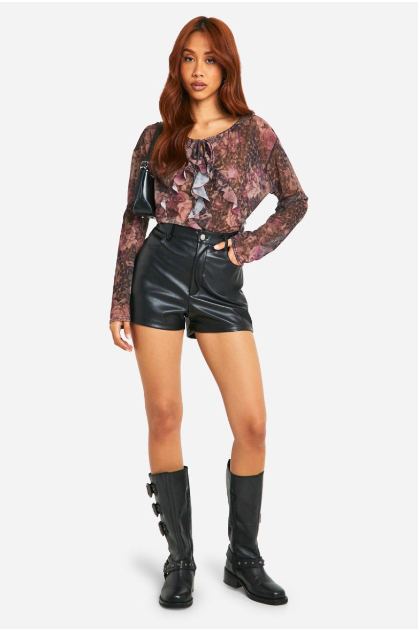 Топ з довгими рукавами з оборками спереду