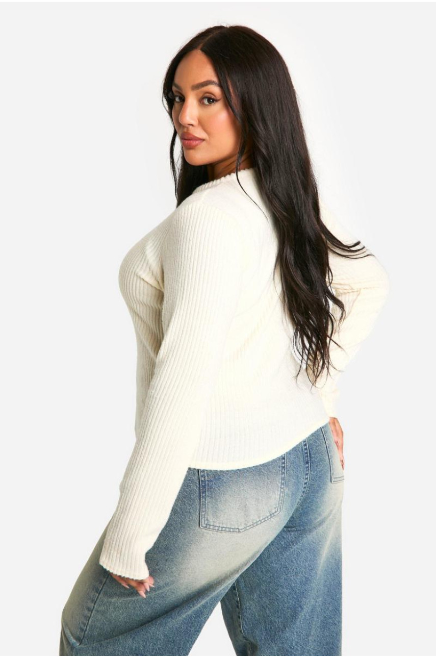 Плюс кардиган із ґудзиками в рубчик