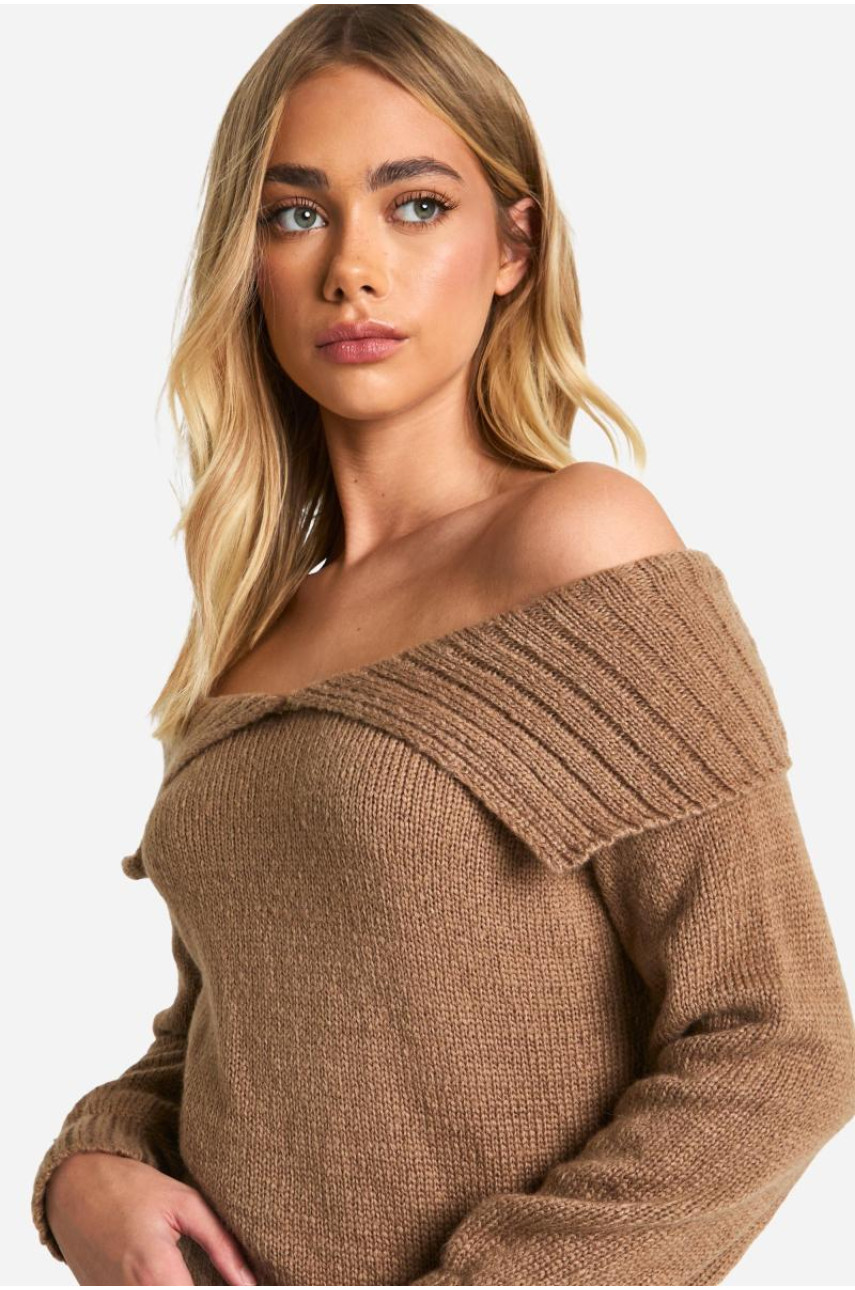 Великий трикотажний джемпер з коміром Бардо