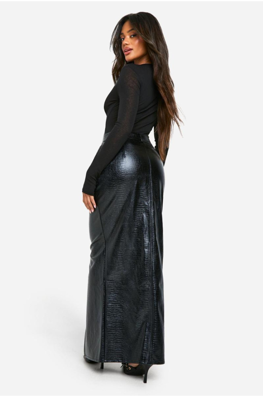 Максі-спідниця Croc Pu з розрізами спереду